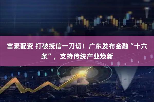 富豪配资 打破授信一刀切！广东发布金融“十六条”，支持传统产业焕新